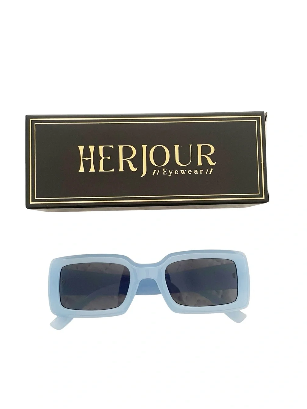 Vintage 90's Square Sunglasses Thick Frame Baby Blue Jelly